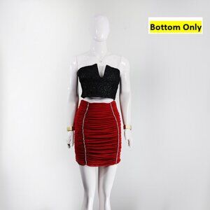 Glam Oh Polly Ruched Red Skirt Party Perfect Bodycon Fit